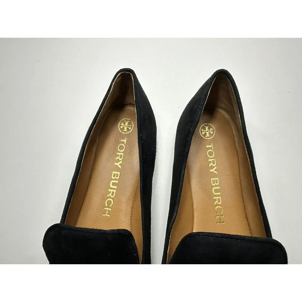 Tory Burch Womens Ruby Smoking Slippers Black Suede Womens Size 8M‎